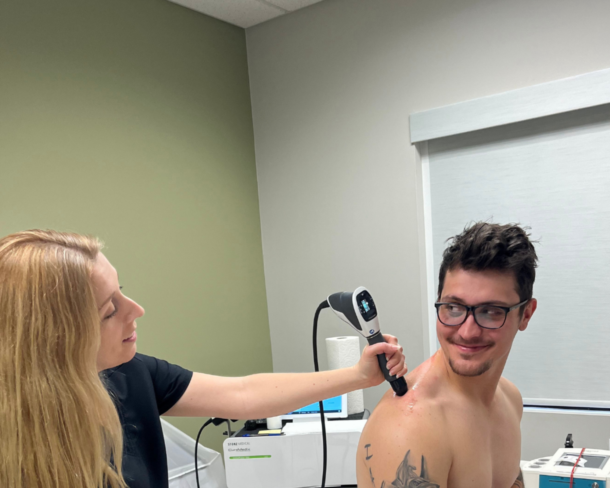 Shockwave therapy session at Woodlands Natural Health in The Woodlands, TX